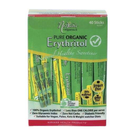 NIRVANA ORGANICS | Erythritol Pure Organic Sticks 40x4g
