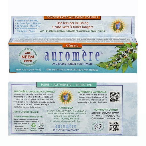 AUROMERE｜阿育吠陀經典甘草無氟牙膏 117克