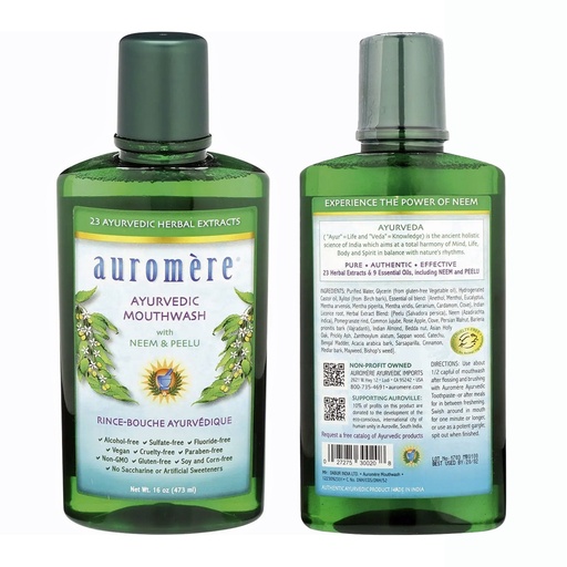 AUROMERE | Mouthwash Ayurvedic Neem & Peelu 473ml