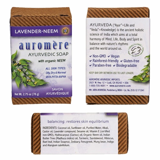 AUROMERE | Neem Soap Ayurvedic Lavender Neem 78g