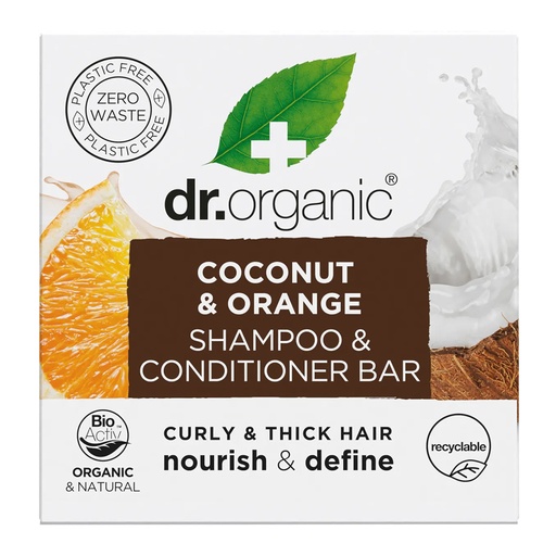 DR ORGANIC｜椰子與橙洗髮和護髮皂 捲曲與粗髮質適用 75克