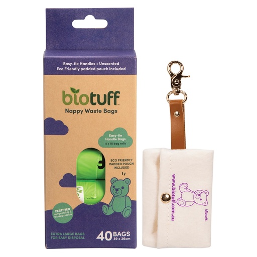 BIOTUFF | 嬰兒尿布垃圾袋及分配器，4捲，每捲10個，共40個