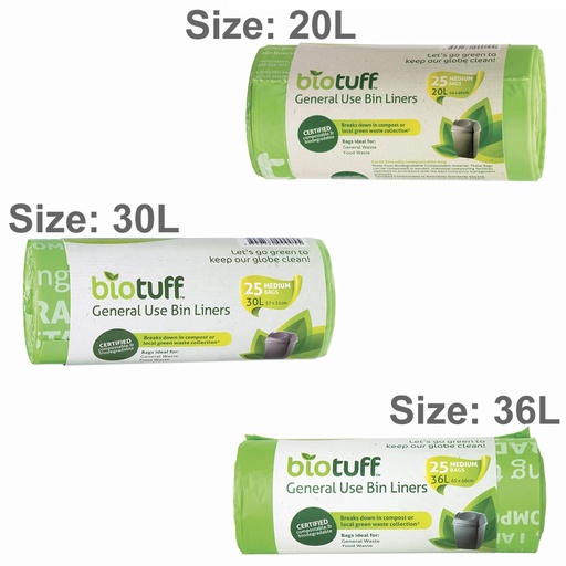 BIOTUFF | General Use Bin Liners Medium Bags 25pk
