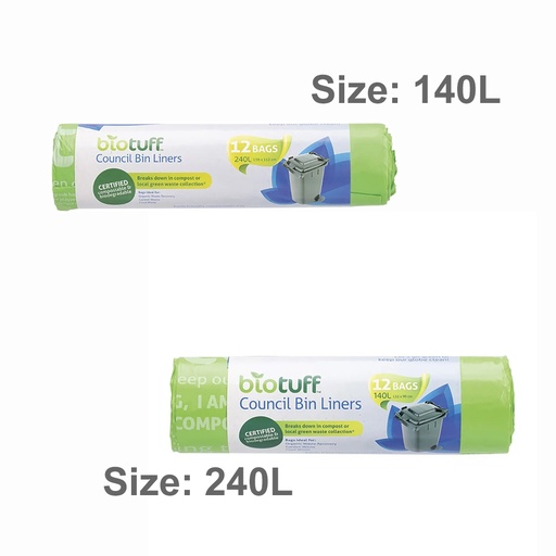 BIOTUFF | Council Bin Liners Large Bags 12pk