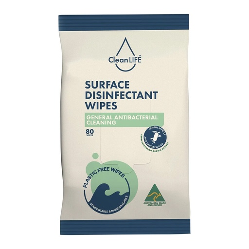 CLEANLIFE | Disinfectant Plastic Free Wipes General Cleaning 80pk