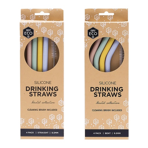 EVER ECO | Silicone Straws Pastel Collection, pack of 4pk
