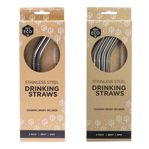 EVER ECO | Stainless Steel Straws Bent, Silver