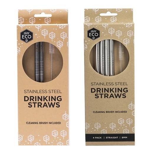 EVER ECO | Stainless Steel Straws Straight, Silver
