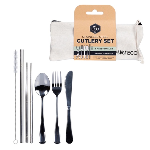 EVER ECO | Stainless Steel Cutlery Set 7 Piece Travel Kit