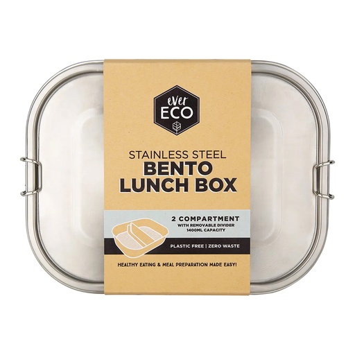 EVER ECO | Stainless Steel Bento Lunch Box 2 Compartments, 1400ml