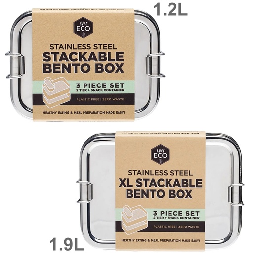 EVER ECO | Stainless Steel Stackable 2 Tier Bento + Mini Snack