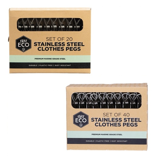 EVER ECO | Stainless Steel Clothes Pegs Premium Marine Grade, Stainless Steel