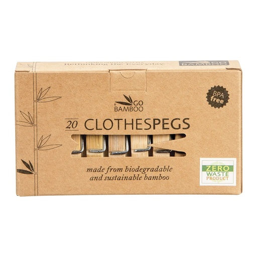 GO BAMBOO | Clothes Pegs Biodegradable Bamboo 20pk