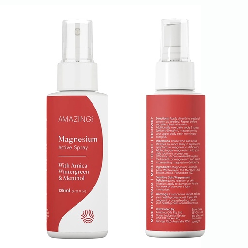 AMAZING OILS | Magnesium Active Spray Arnica, Wintergreen, Menthol 125ml