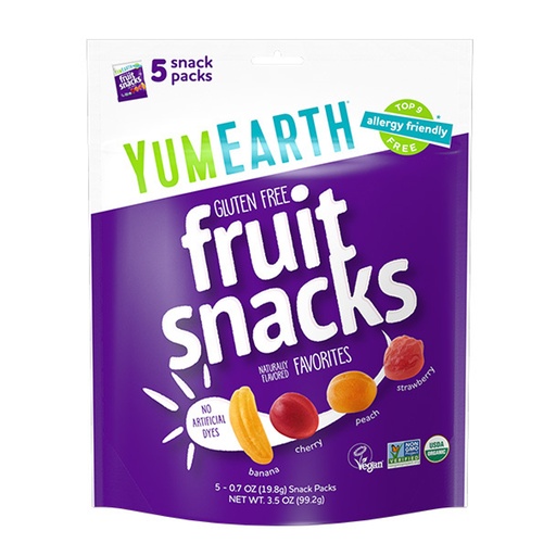 YUMEARTH | Organic Vegan Fruit Snack Packs 99g (5x20g)