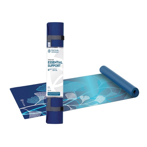 GAIAM | 瑜珈墊 基本支撐 4.5毫米 藍色花紋 61厘米 x 173厘米